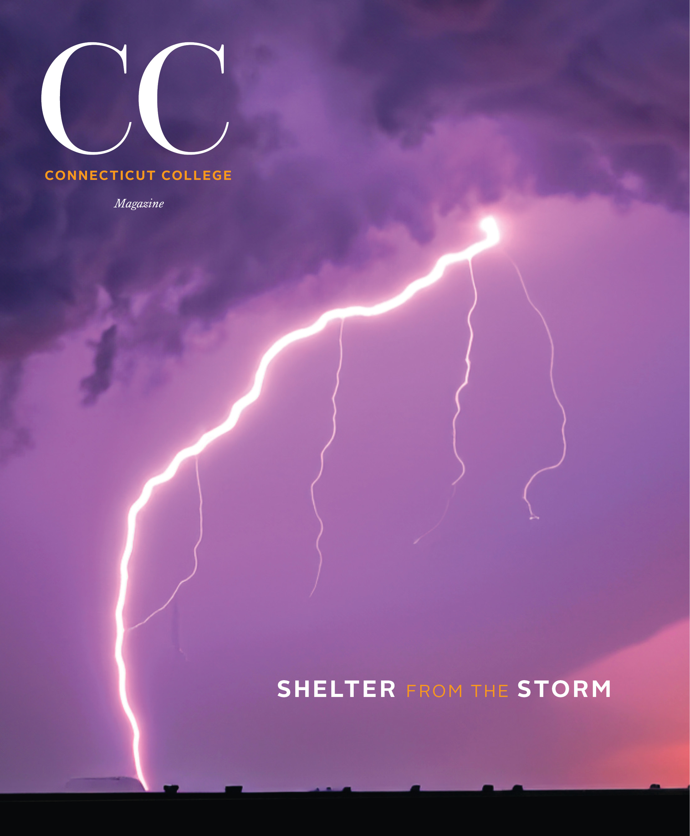 Image of a lightening strike among purple storm clouds