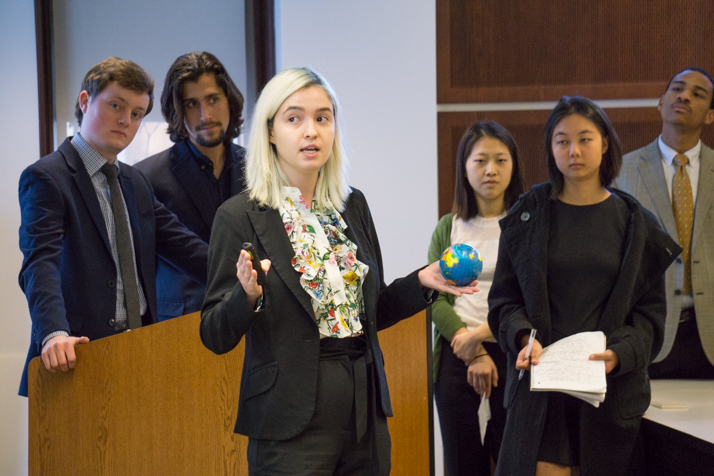 A student addresses a group of onlookers at the Fast Forward workshop.